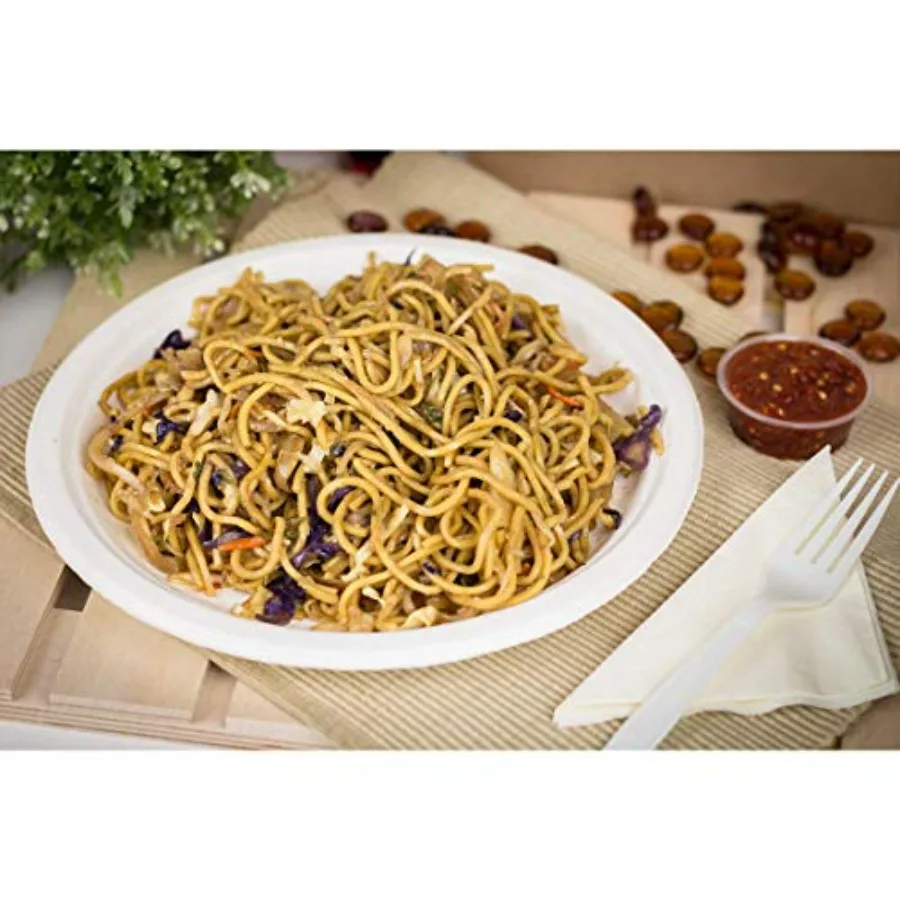 10-Inch Compostable Disposable Paper Plates 500 Pack Heavy-Duty, Molded Fiber, Eco-Friendly Bulk Package (White