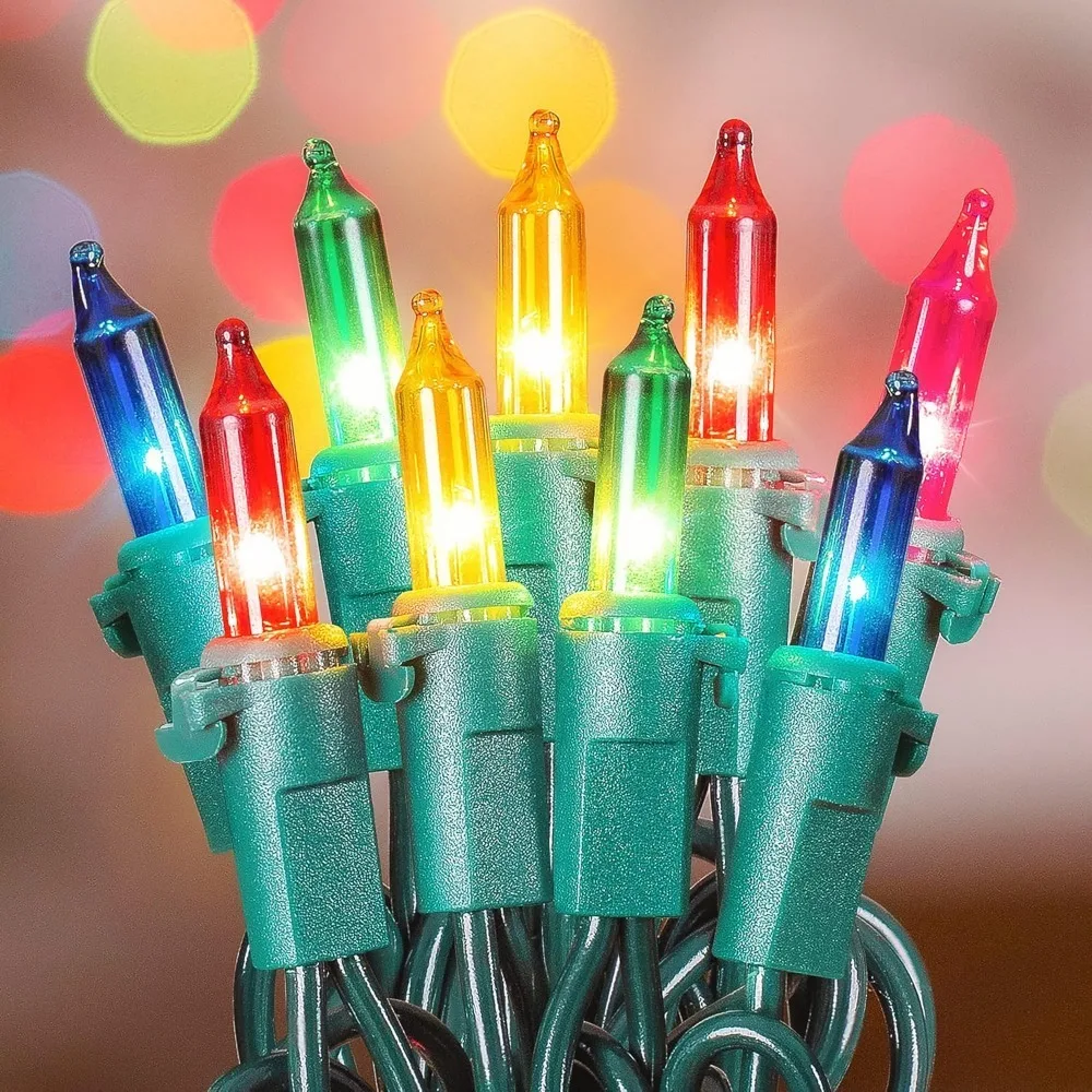 

Белые рождественские огни, 100 шт., прозрачные мини-светильники, розжарные гирлянды для рождественской елки, подключаемые для рождественских украшений