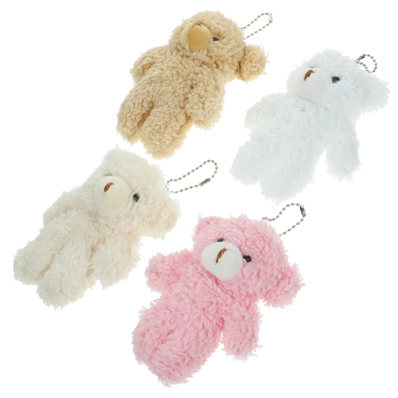 

4 Pcs Fluffy Stuffed Animals Keyring Plush Plush Stuffed Bear Bags Kids Pendants Child