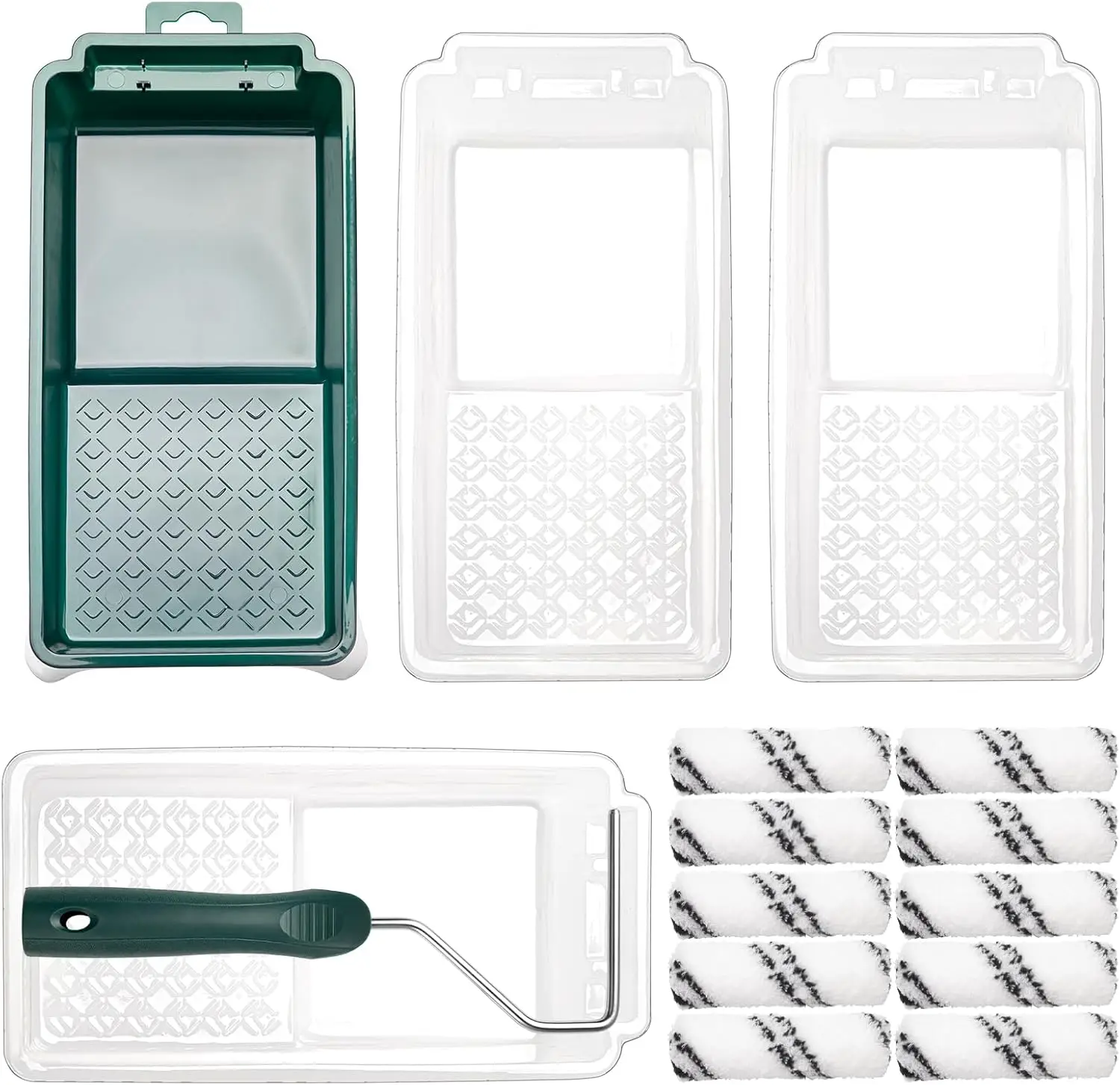 

Набор из 15 предметов: мини-валики для покраски 4 дюйма с лотком, вкладышами и рамкой для гладкой покраски стен