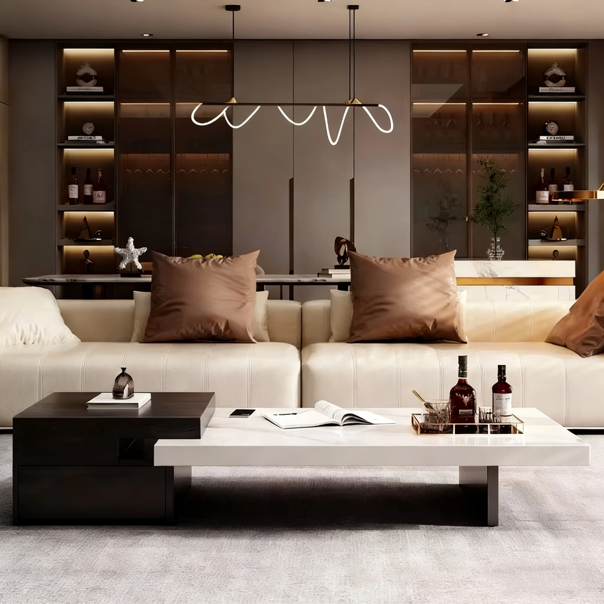 

#Modern slate Nordic style coffee table with European Union CE certification, high-end hotel apartment family villa