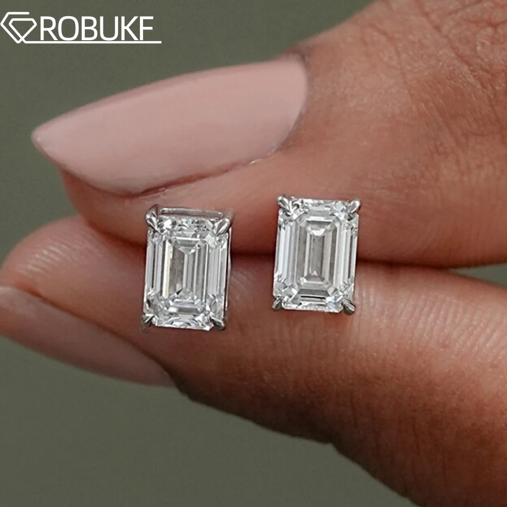 

0,5-2 карата изумрудные/радиентные серьги с муассанитом для женщин и мужчин, сверкающие бриллианты, серьги-гвоздики из стерлингового серебра S925, вечерние свадебные украшения