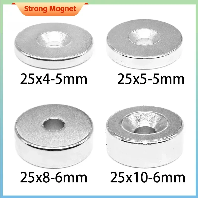 

5/10PCS Round Countersunk Neodymium Magnet Hole N35 Strong Permanent Magnets Disc 25x4-5 25x5-5 25x6-5 25x8-6 25x10-6mm