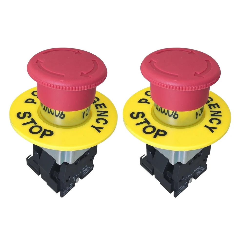 Self Locking Push Button Switch 2pcs IP65 Rated with 1 Normally Open 1 Normally Closed Contact for Control Panel Integration