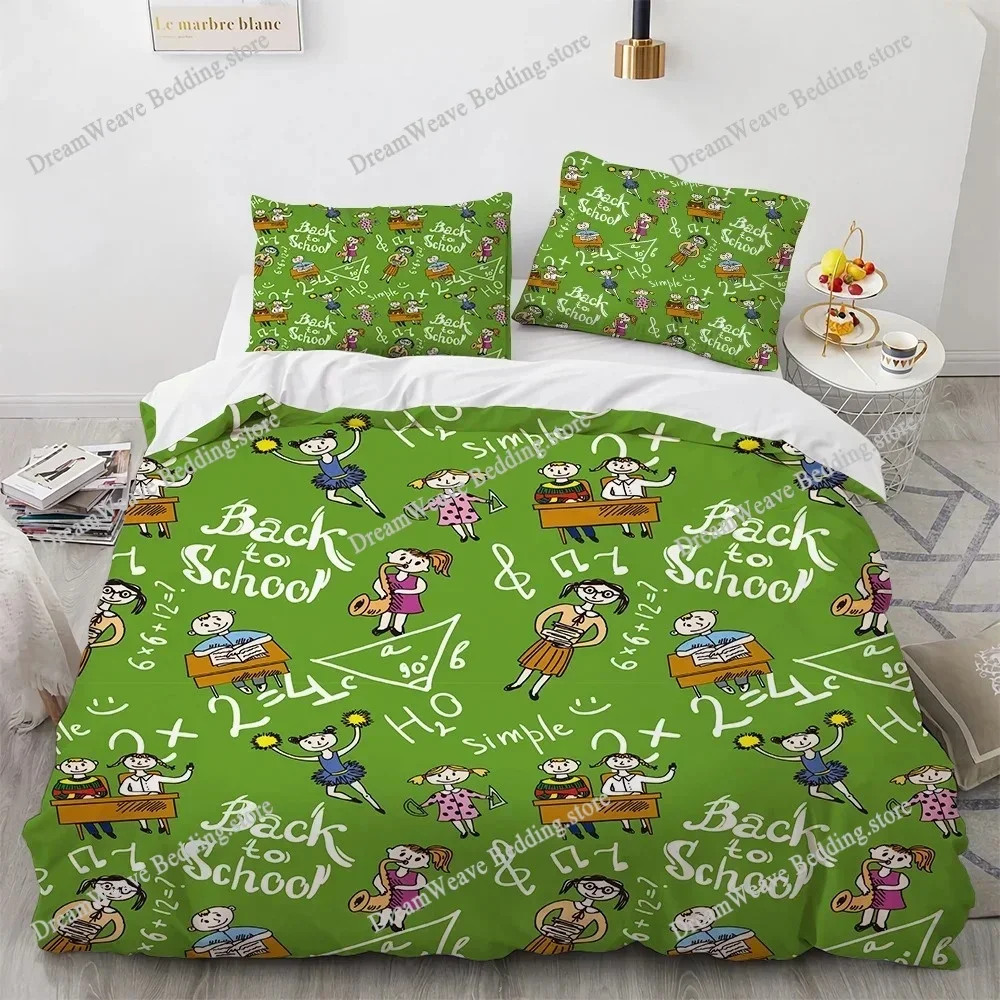 Bedding Decor Mathematical Formula Duvet Cover Set King Queen Full Size Microfiber Bedding Set for Kids Teens Comforter Cover wi