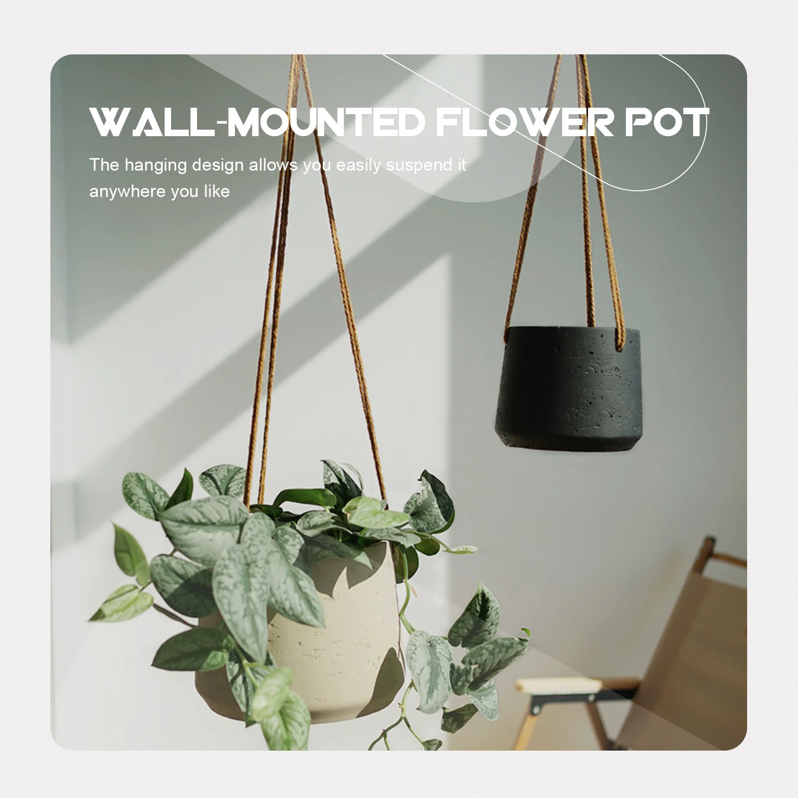 

Hanging Flowerpot Wall-Mounted Cement Plant Pot Durable and Resistant to Wear for Indoor Use Hanging Flowerpot