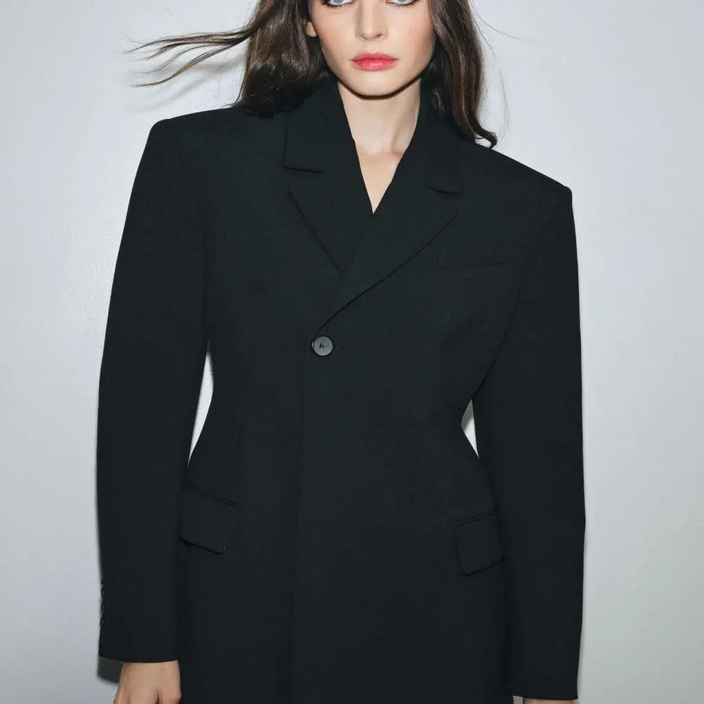 

Faion Slim Fit Button Decorated Suit Jaet 2025 Sle Street Faion Long Sve Women's Commute Polyester Fiber