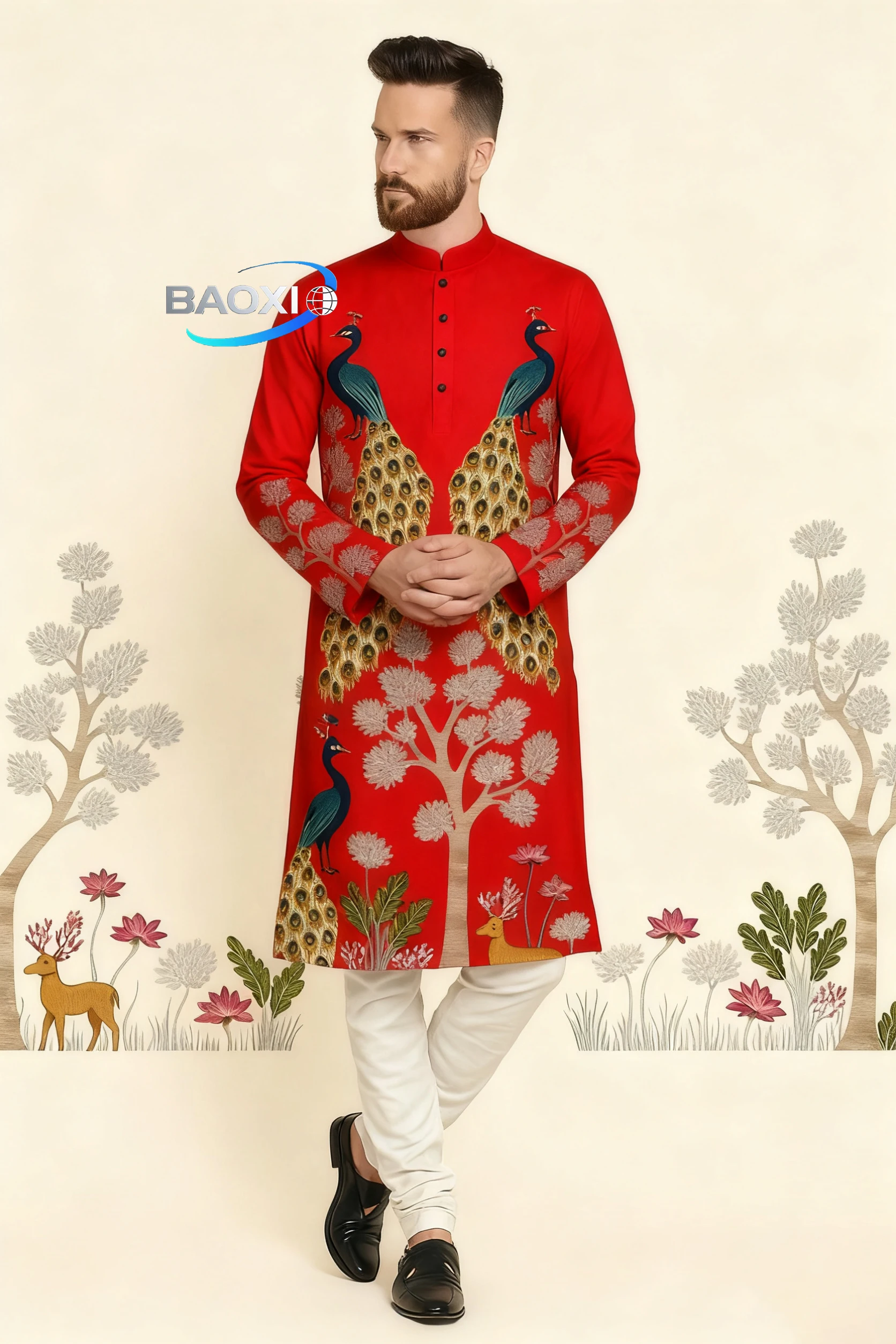 2026 Men's printed pattern kurta vardha fashionable and comfortable fit regular robe suitable for all occasions ethnic clothing