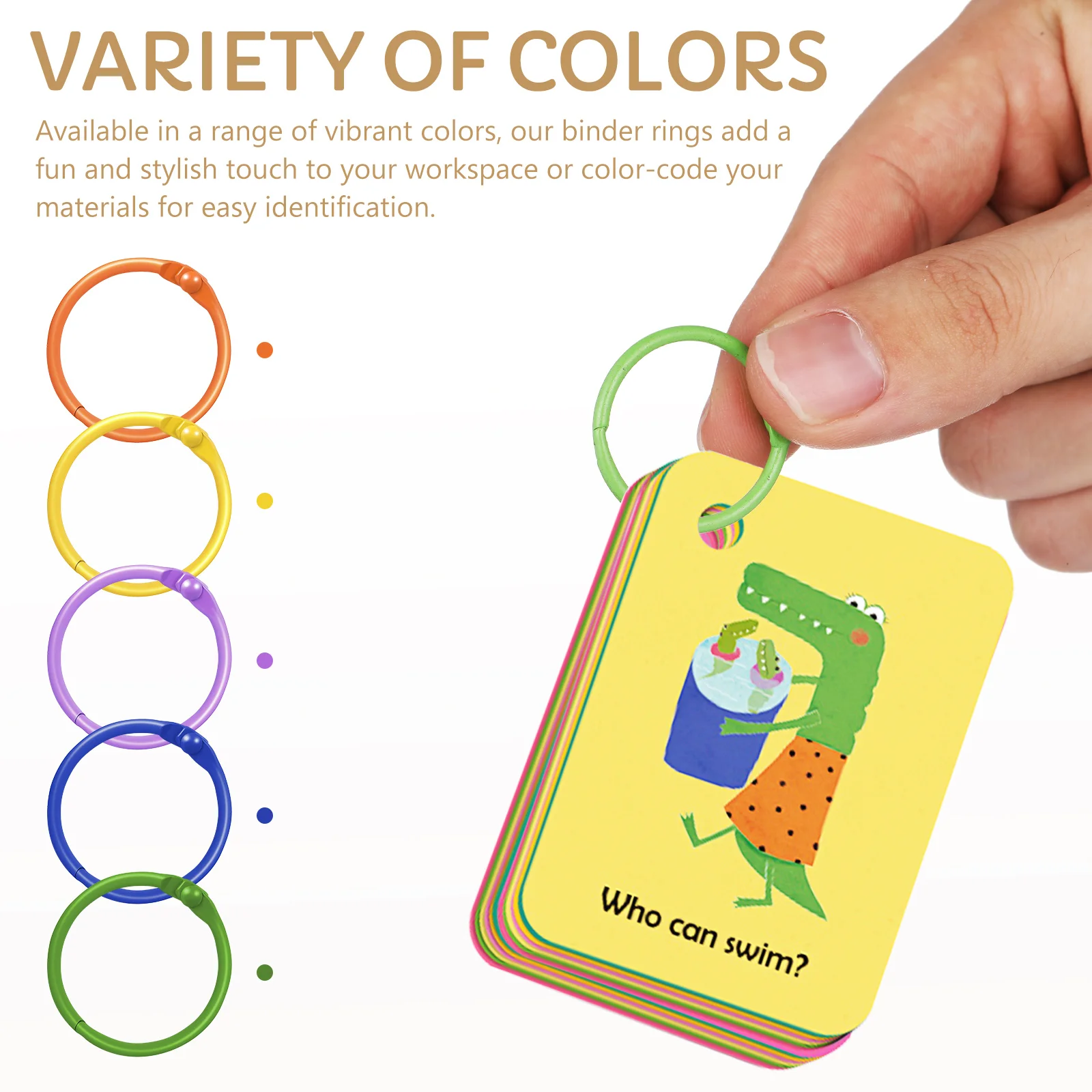 50 Pcs Color Keychain Ring Rings Notebook Binder Flashcards Binding Craft Loose Leaf Metal For Paper Planner Index