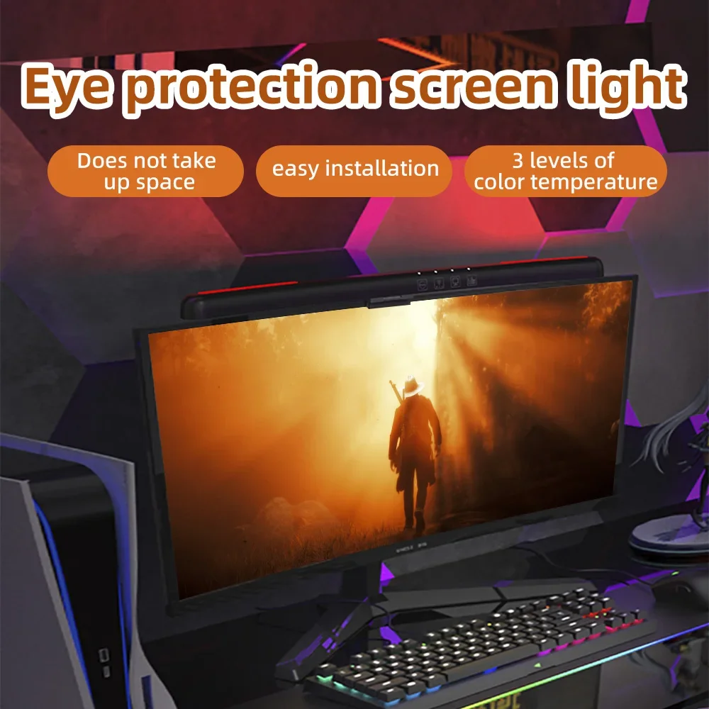 USB Stepless Dimming Screen Hanging Light Computer RGB Background Atmosphere EyeCare Desk Lamp Curved Screen Light Bar Monitor