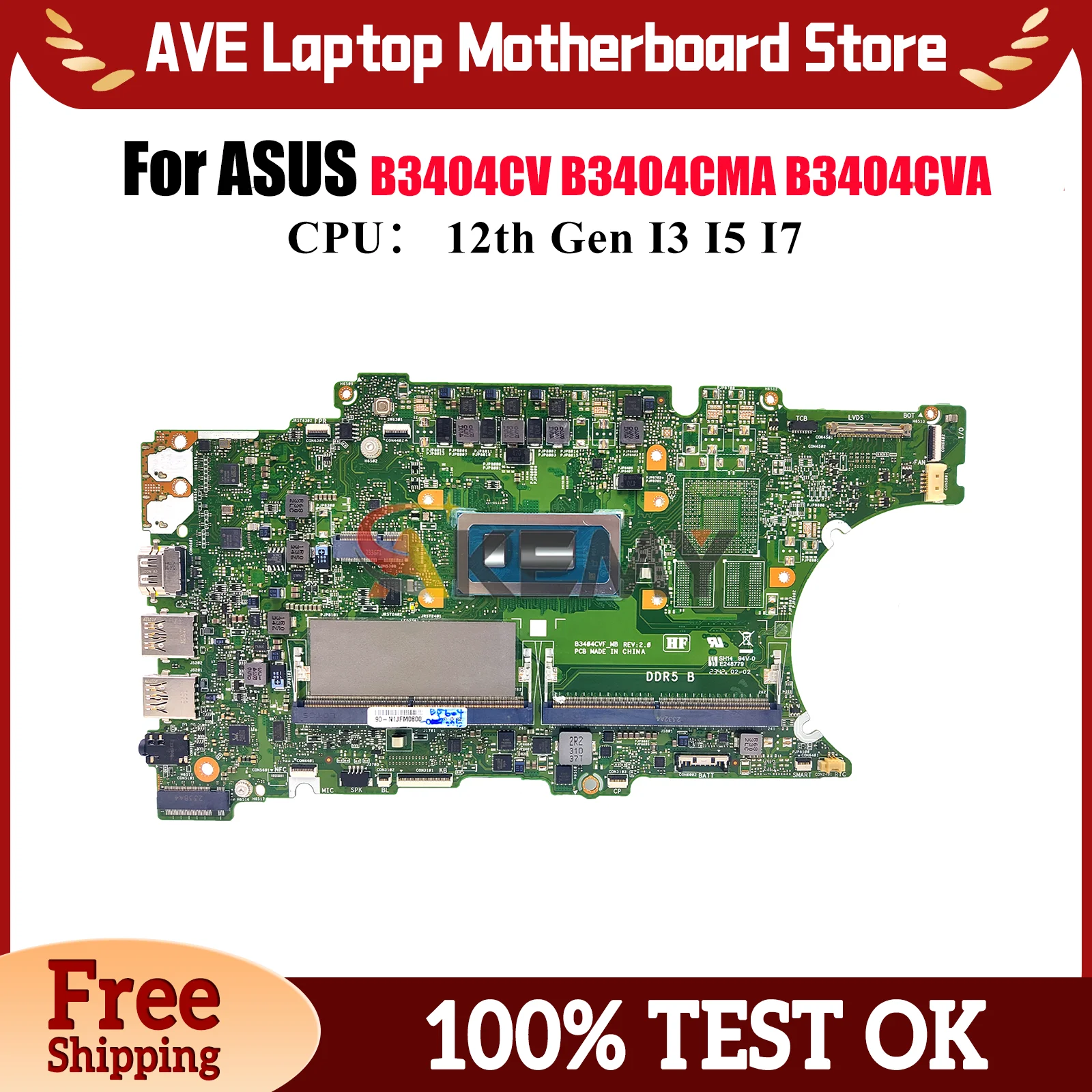 

B3404CV Материнская плата для ноутбука ASUS ExpertBook B3404CVA B3404CMA B3404C Материнская плата для ноутбука с процессором I3 I5 I7 100% tests OK stk
