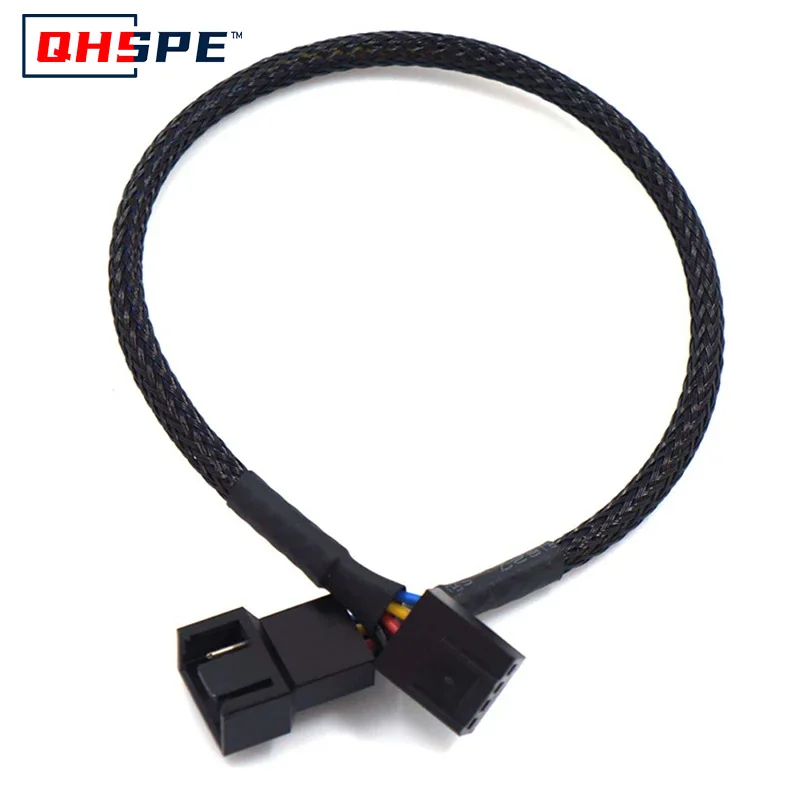Black Boot 27 cm PWM-Verlängerungskabel, 4-poliger Anschluss, 1 auf 4/3/2/1-Wege-Splitter für 4-poligen PWM-Lüfter – Computer-Hardware-Kabel