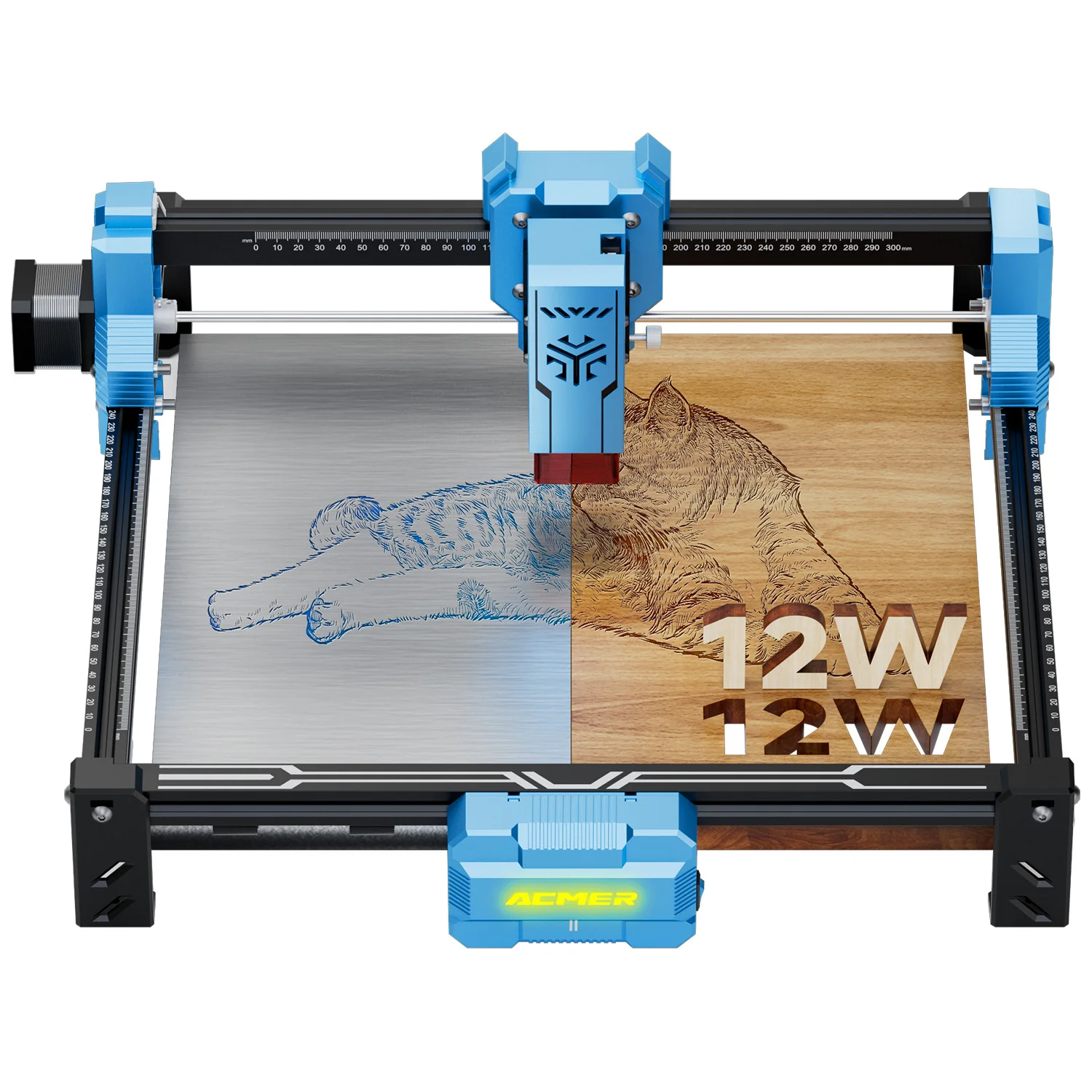

ACMER S2 12W Laser Engraver Blue Upgradeable Engraving Cut Machine For Engravable Wood Lacquered Metal