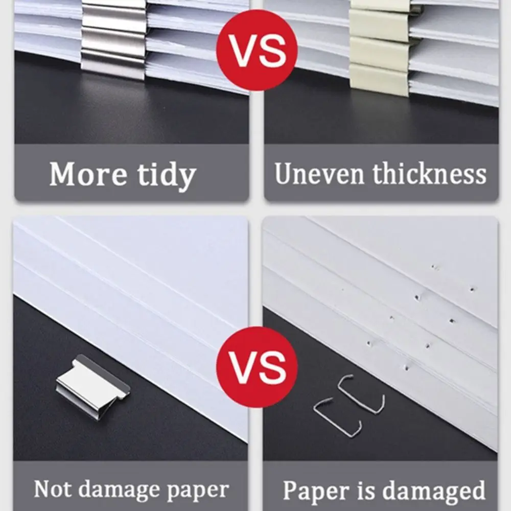 High Quality Traceless Clip Pusher Metal Reusable Hand Push Clamp Hand Push Document File Stapler Student Gift