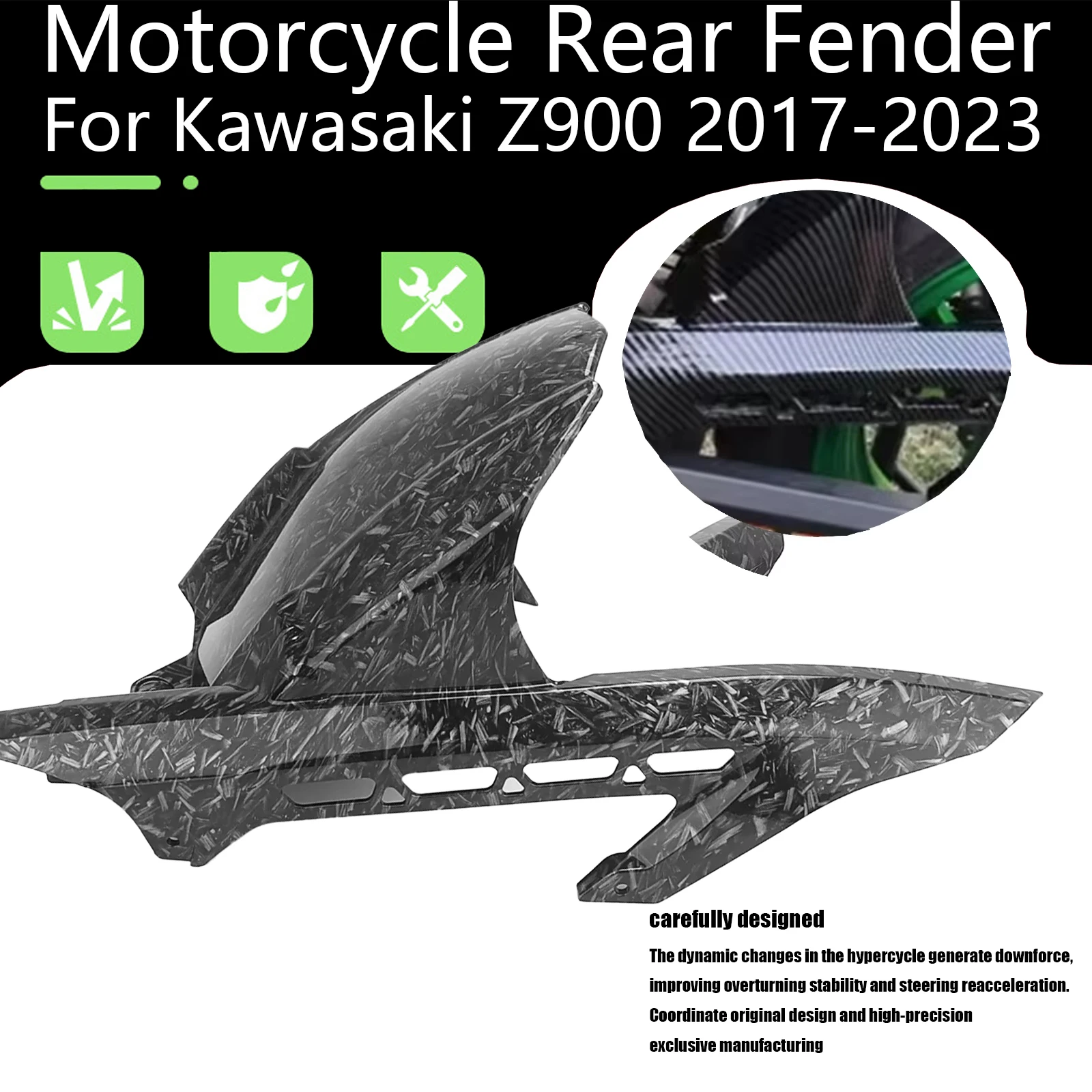 Motorcycle Splash Guard Mudflap Accessories For Kawasaki Z900 2017-2023 Rear Fender Mudguard ABS Plastic Carbon Fibre