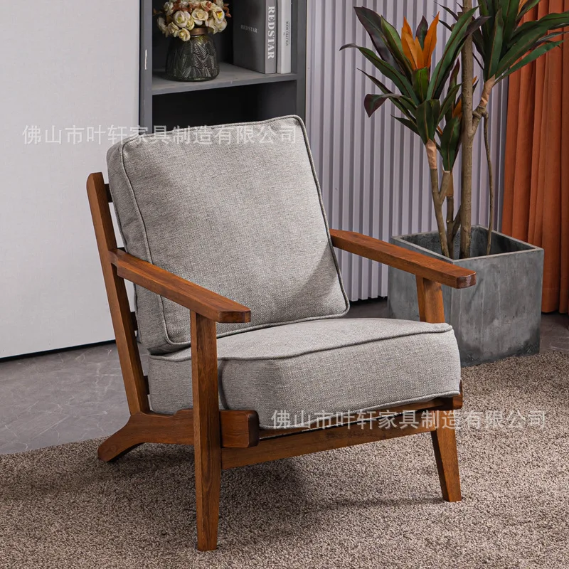 LMMM  Furniture B & B Apartment Sofa Solid Wood Softbag Single Chair Leisure Sofa New Chinese Style
