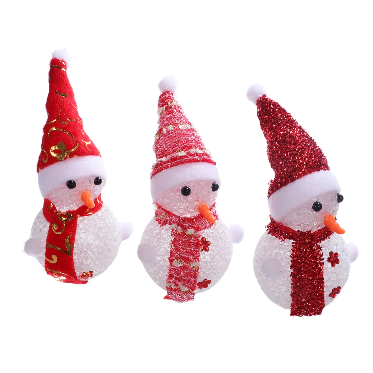 

3pcs 16Cm Glowing Snowman Christmas Decor Luminous Light Up Decoration For Home Indoor Outdoor Wall Car Greenhouse Insulation