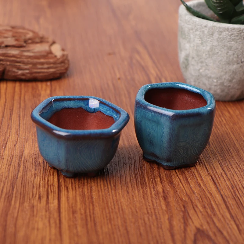 Mini Plant Pots Flower Pot With Holes Garden Chinese Style Bonsai Flowerpot Purple Sand Craft Plant
