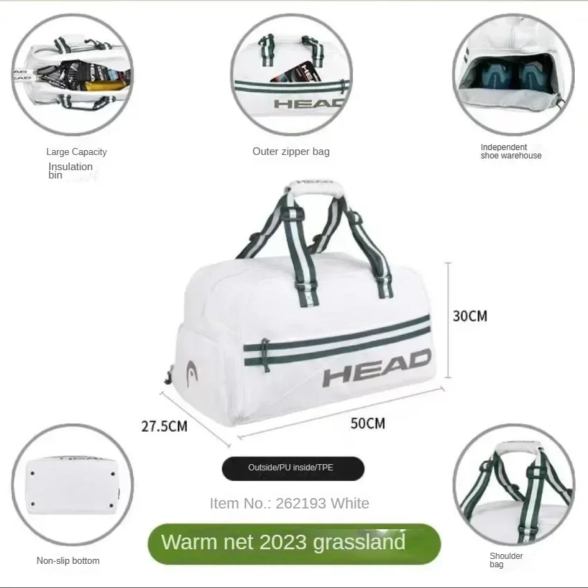 HEAD Tennis Bag Simple Fashion Court Bag Portable Tennis Racket Bag with Shoe Compartment Comfortable Racket Bag