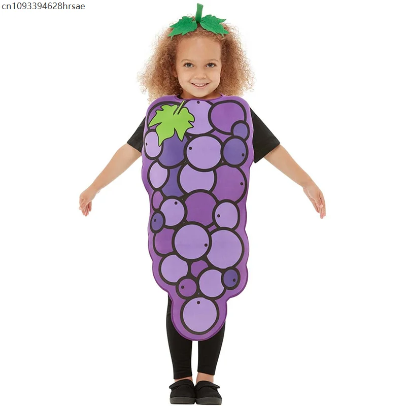

2025 New Arrival Girl Fruit Dress Up For Purim Book Week Day Outfit Boy Child Grape Halloween Costume