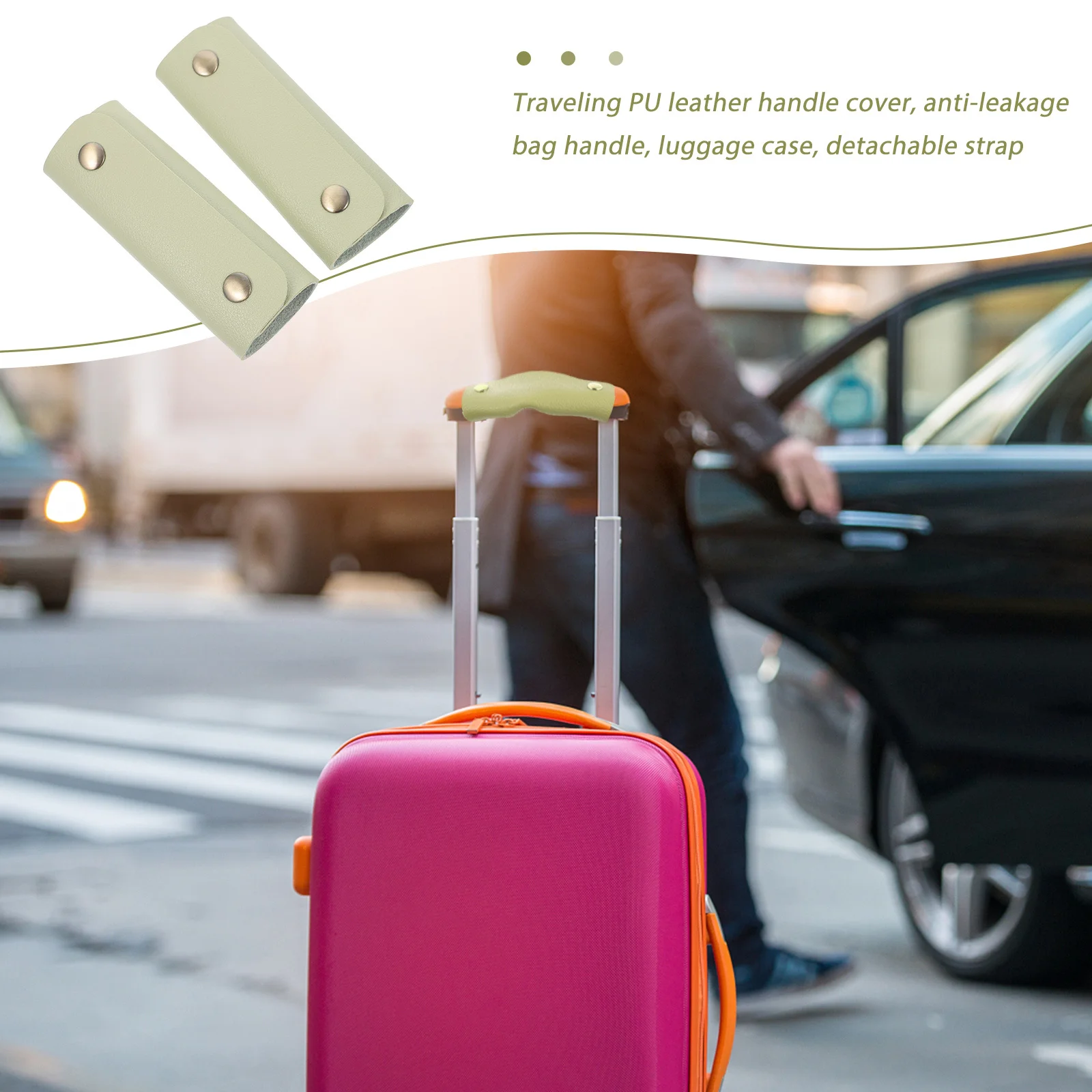 

2Pcs Bag Handle Wrap PU Handle Sleeve Comfortable Replacement Cover for Luggage Suitcase PU Sleeve