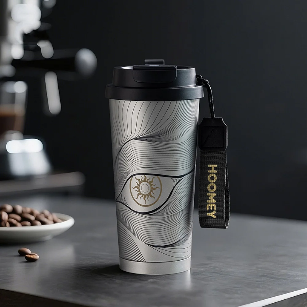 Insulated Coffee Mug with Ceramic Coating Travel Mug with Leak-proof Straw Lid Vacuum Double-wall Tumbler Thermal Cup Keep Cold