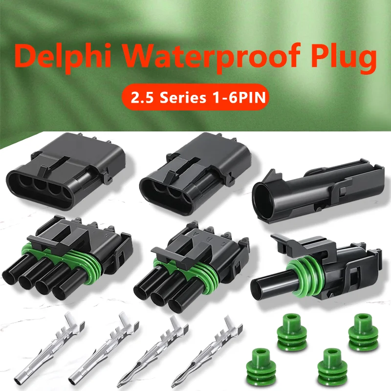 

10 Sets Delphi 2.5 Series Connector Waterproof Harness Plug Terminal Sheath 1/2/3/4/6 Pin 12015792 12015793