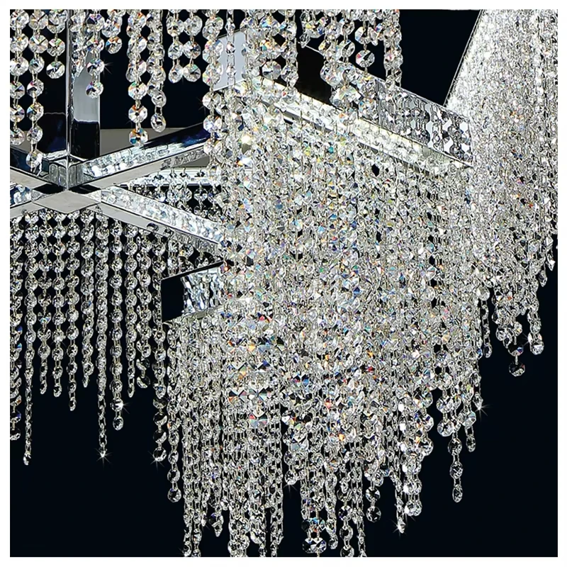 ​Luxury Postmodern K9 Crystal Chrome Chandelier with G9 LED Bulbs for Dining Room Living Room Hanging Light Fixture​