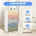 

Plastic Drawers Dresser Storage Cabinet, 5 Drawer Stackable Vertical Clothes Storage Tower, Bedroom Tall Small Chest Closet, Org