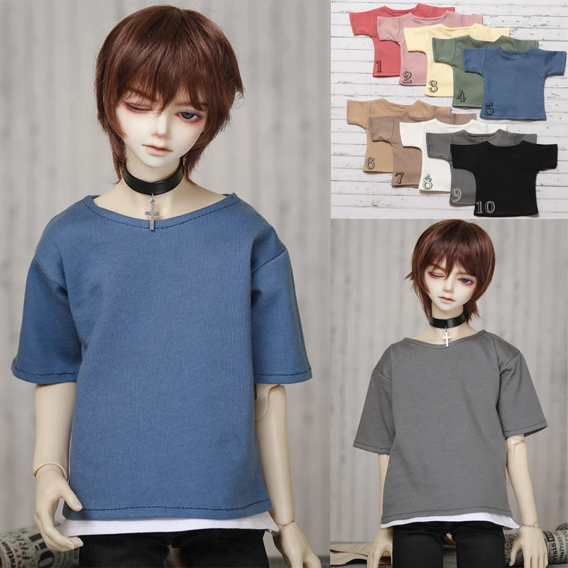 D04-A823 children handmade toy 1/3 1/4 MDD Uncle Doll BJD/SD  doll Accessories Everyday 10 Colors Half Sleeve T-Shirt 1pcs