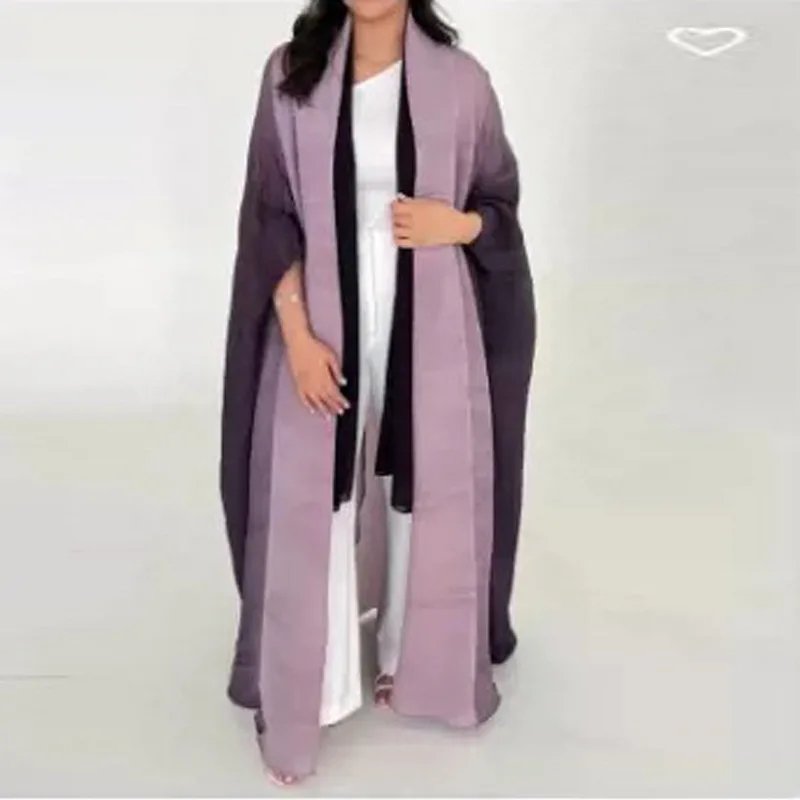 

Gradient color Middle Eastern pleated loose plus size new Abaya robe spring and autumn women's clothing scarf style long style