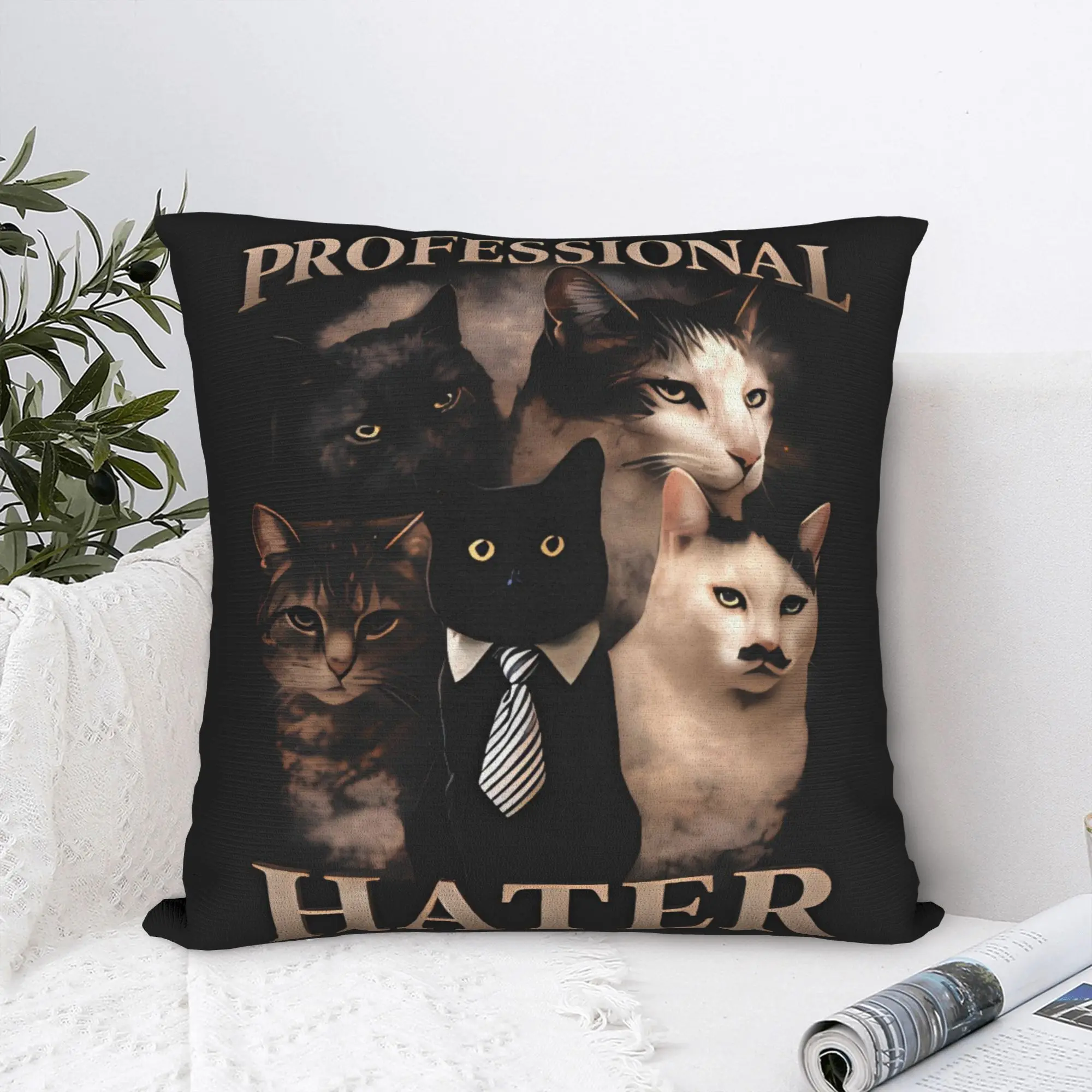 Pillow Case Funny Professional Cat Meme Graphic  Pillow Cover For Sofa Couch Bed Living Room Fashion Pillowcases