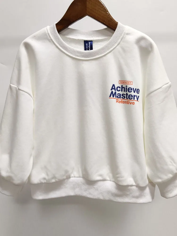 

Korean version of the new tops for boys and girls fashionable Korean style front and rear letters printed casual pullover sweate