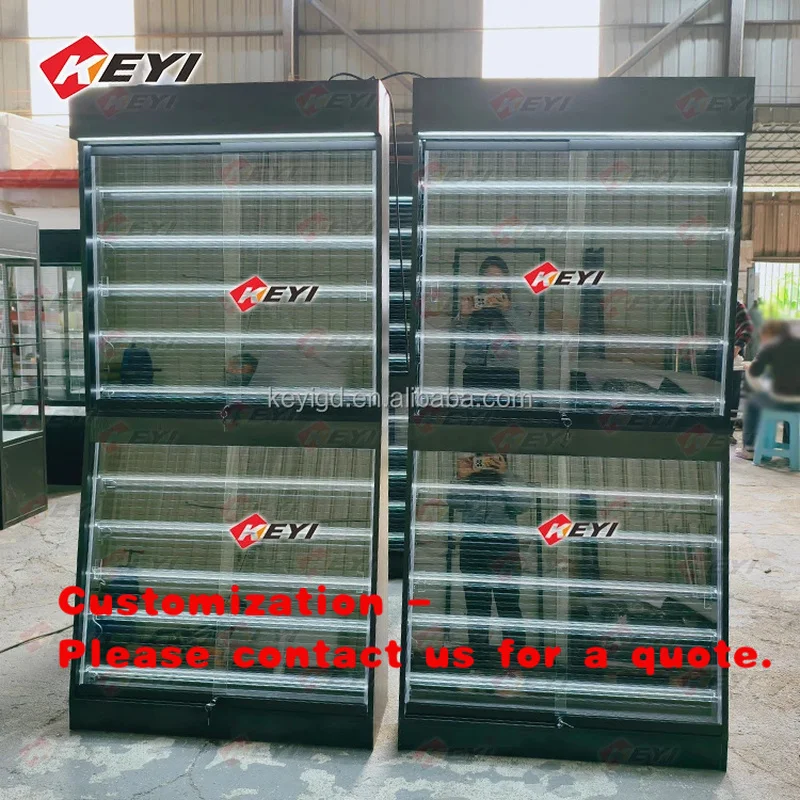 custom.LED Lighting Graded Sports Card Display Baseball Card Display with Door Lockable Cabinet TCG Display Rack