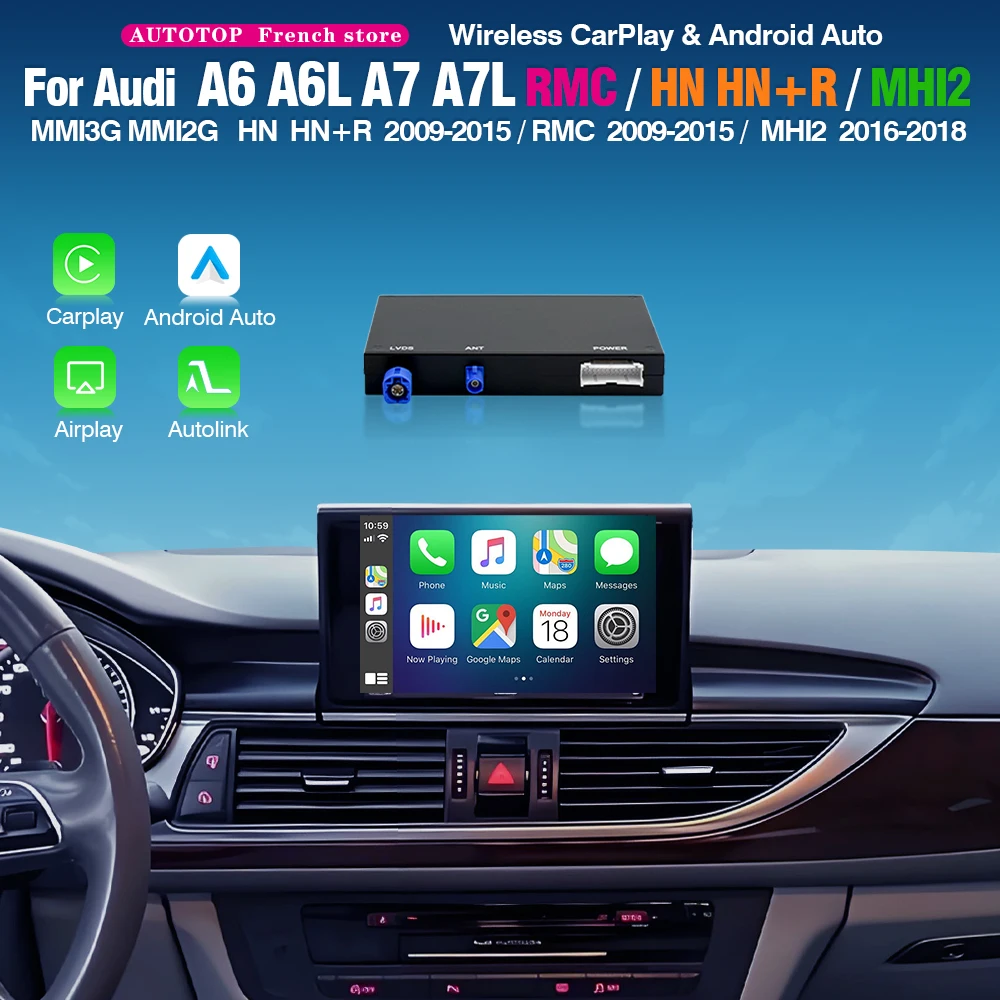 Kits de rétrofit d'interface Android Auto Carplay AUTOTOP pour Audi HN RMC MHI2 2009-2018 MMI 3G, module décodeur, Airplay, Mirror Link