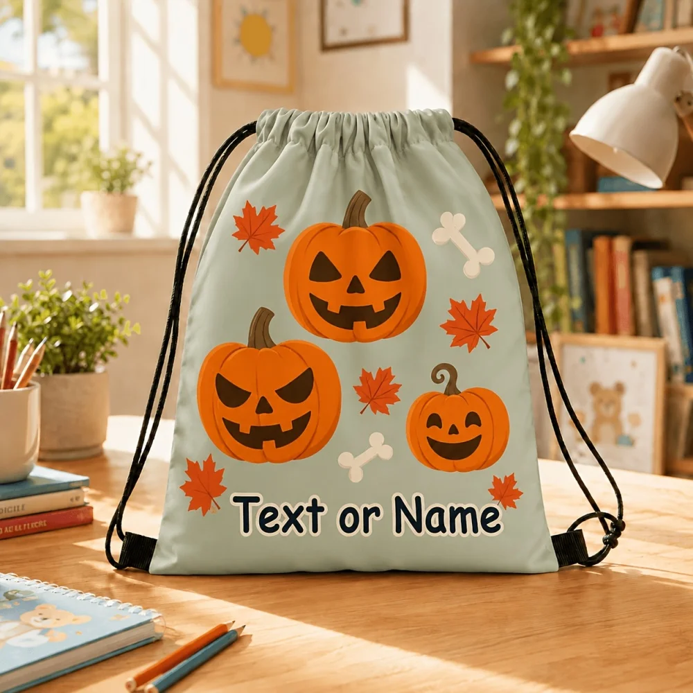 1Pc Halloween-themed Drawstring Closure Design Backpack, Horror Pumpkin Design Gift Storage Bag, Suitable for Parties and Events