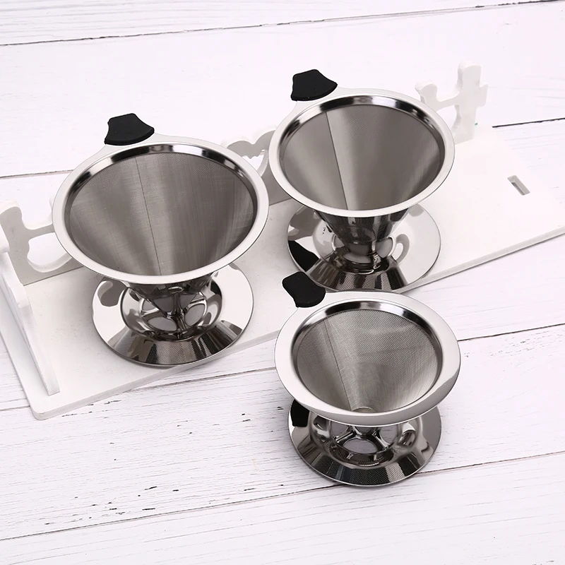1PC Stainless Steel Reusable Coffee Filter Holder Pour Over Mesh Tea Dripper Cup