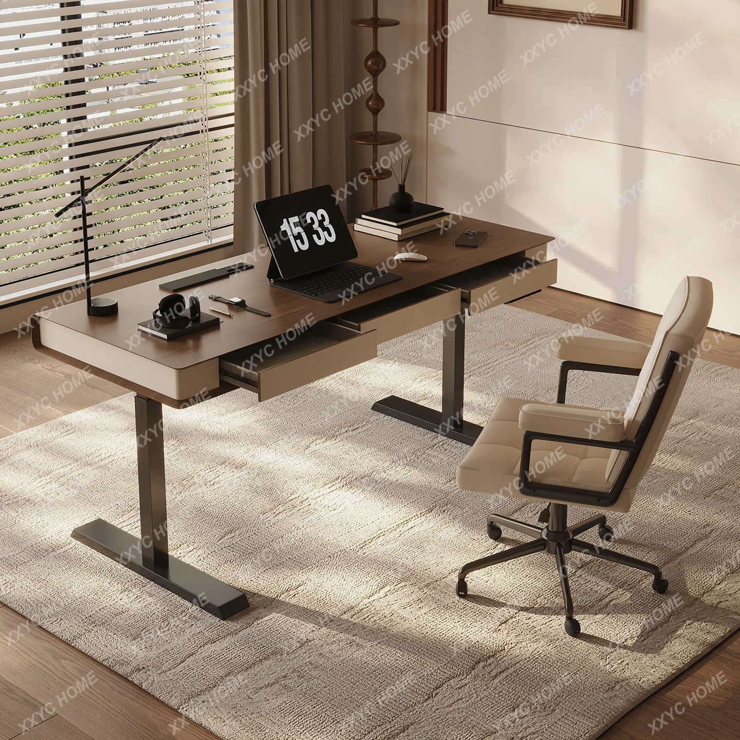 

Электрический подъемный стол TTMinimalist Walnut: высокий компьютерный стол для дома