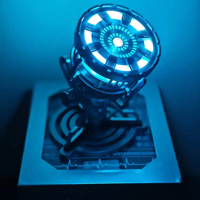 

HCMY Iron Man Mark I & Mark V Action Figure Set, Tony Stark Arc Reactor Light-Up Mechanical Model, Collectible Desktop Display