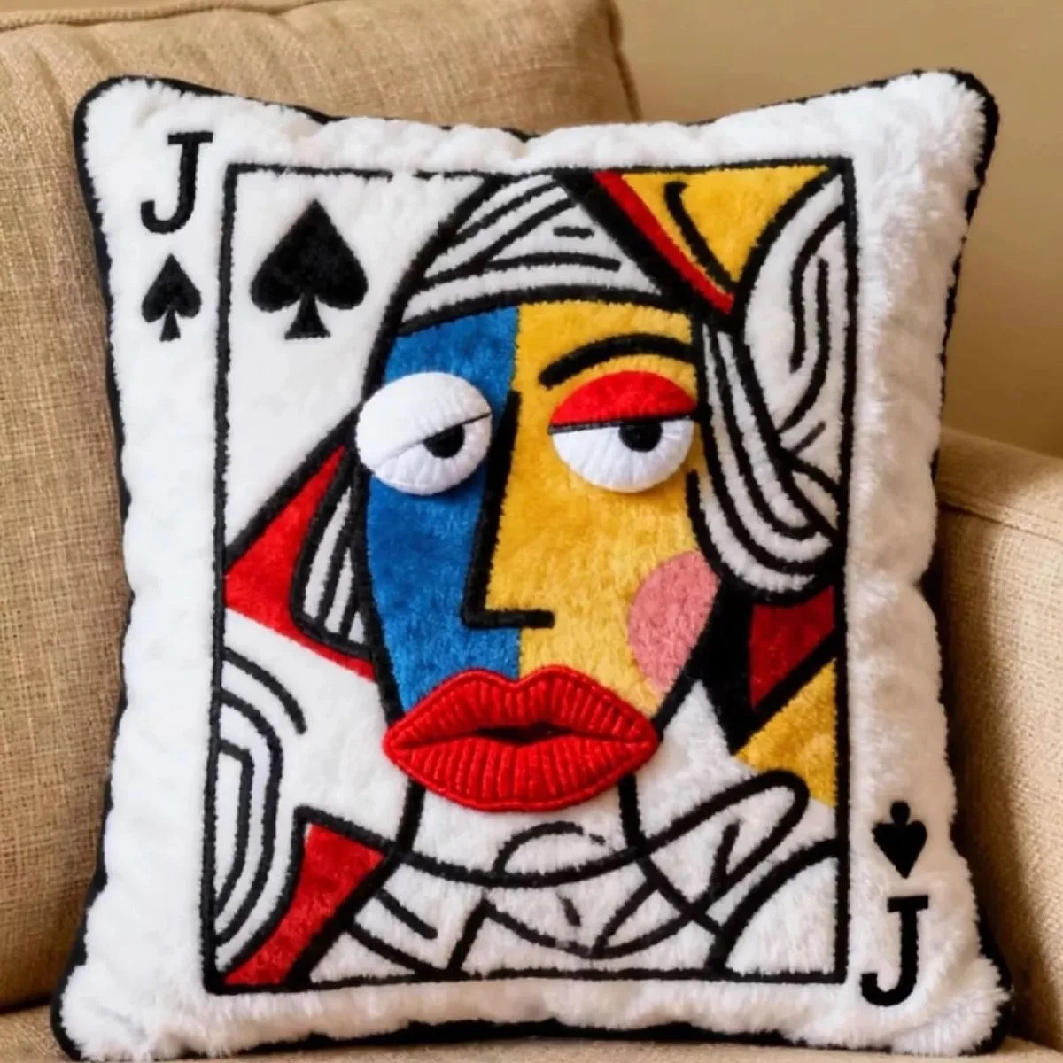 Cute and Funny Plush Embroidered Poker JQK Pillow Cushion Bedding High-value Fun Gift Home Decor Bedding Accessories