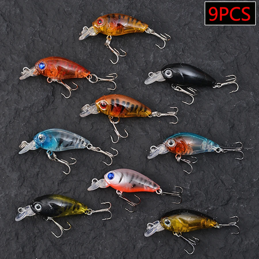 Lot de 9 leurres flottants pour la pêche au brochet, leurres durs artificiels pour la pêche à la traîne du bar et de la carpe