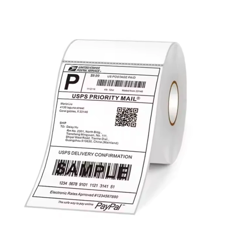 4x6 Fanfold Direct Thermische Barcode Label stickers Papierrol Witte blanco lijm 100*150*500 of 100*150*320 of 100*100*500