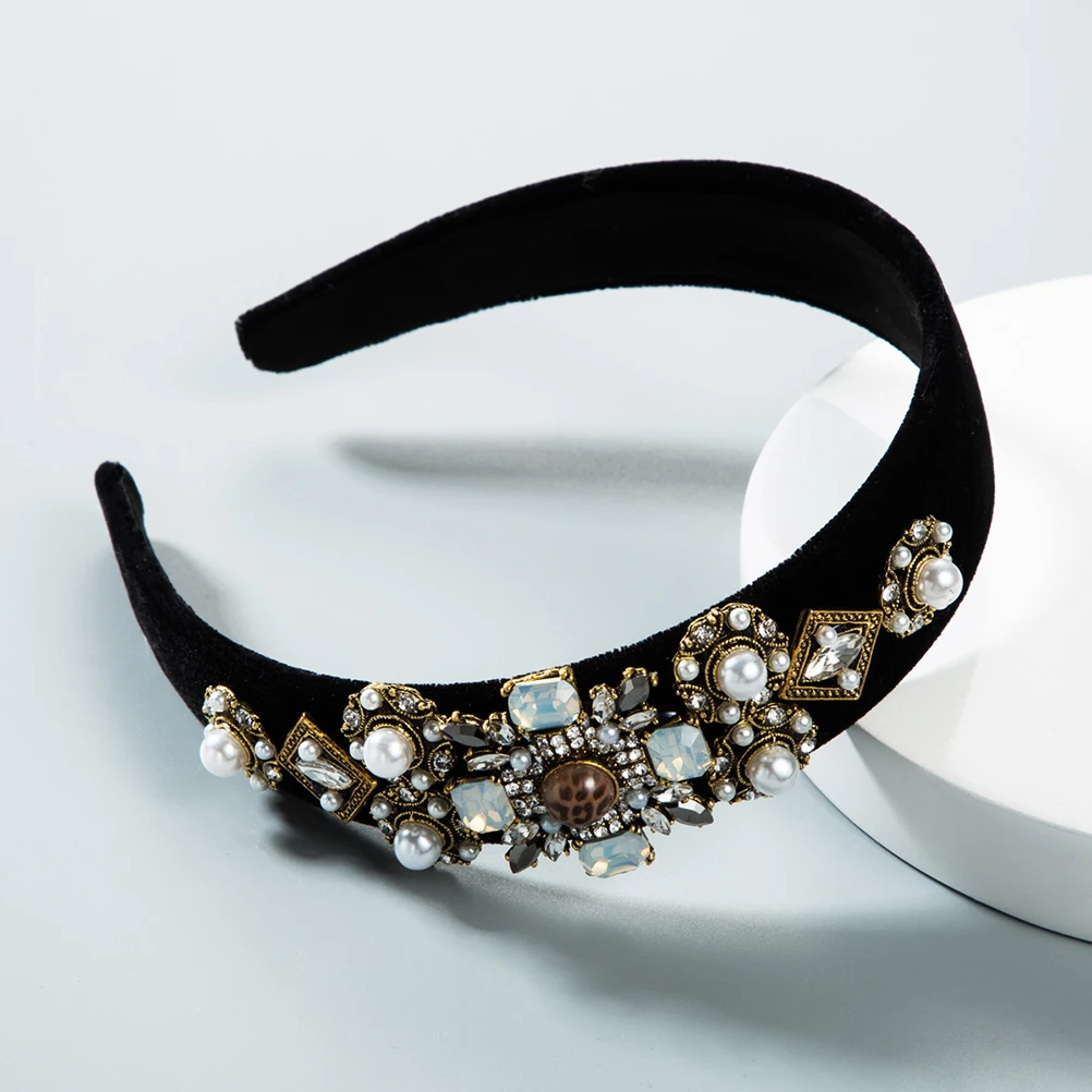 

1pc Manmade Pearl Rhinestone Flower Hair Headband Wide Fashion Headdress For Women Daily Party Occasions Accessory