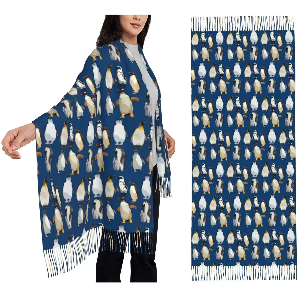 

P Is For Penguin Scarf Tassel Scarves for Women Soft Warm Shawls and Wraps Long Fall Winter Shawl Wrap