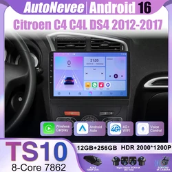 Android 16 car radio For Citroen C4 C4L DS4 2012-2017 carplay Video Pla GPS Video Autoradio Navigation Stereo Radio 5G DVD BT 4G