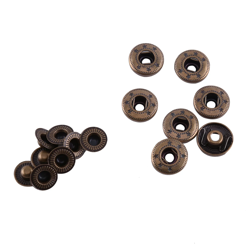 30 Sets 15mm Antique Brass Snap Fasteners Popper Press Stud Button Fixing Tool Kit Button Popper Press Stud Button Swing Craft