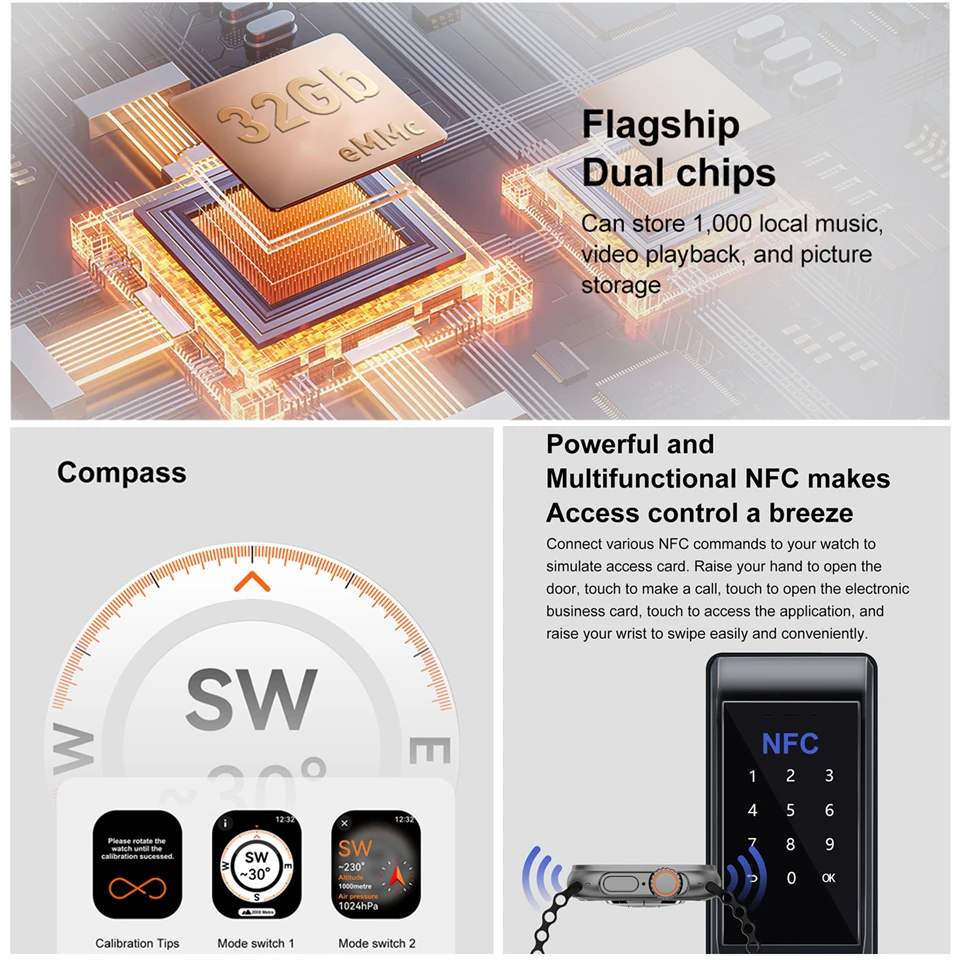 جديد DT Ultra 3 Pro GPS Tracker NFC Smartwatch 32G ذاكرة الموسيقى فيديو NFC HD بلوتوث دعوة مقاوم للماء ساعة ذكية لنظام أندرويد iOS #3