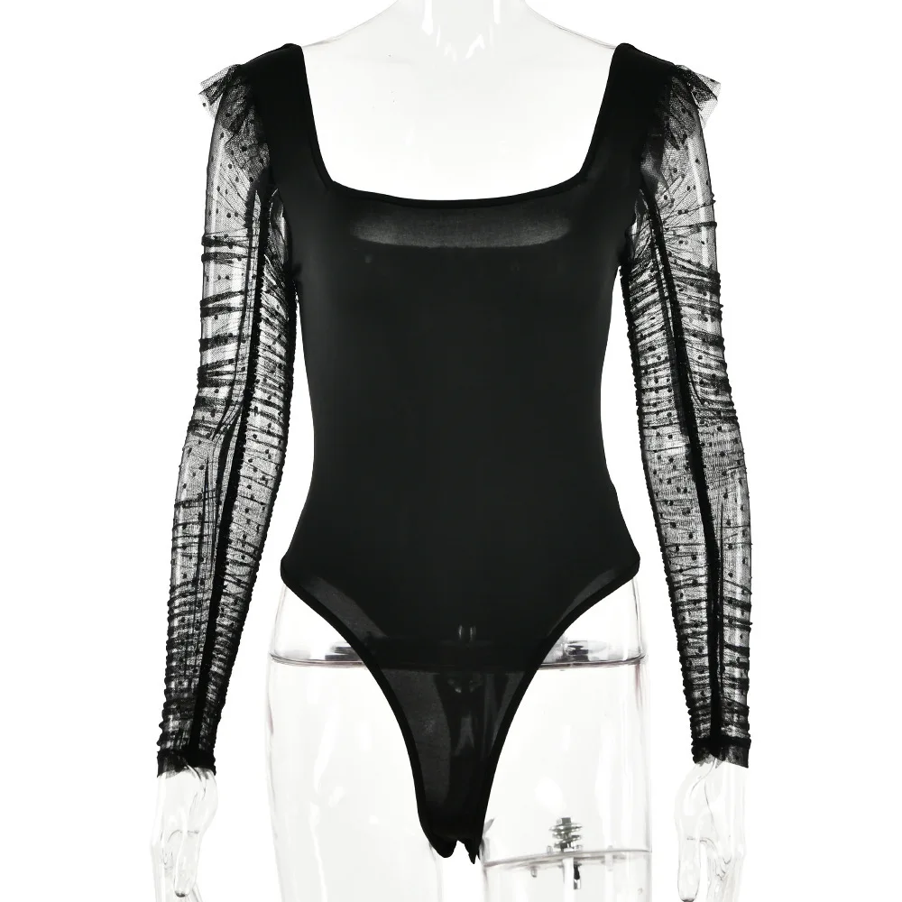 Verão feminino nova moda sexy manga longa sem costas bodysuit para camadas ou outerwear