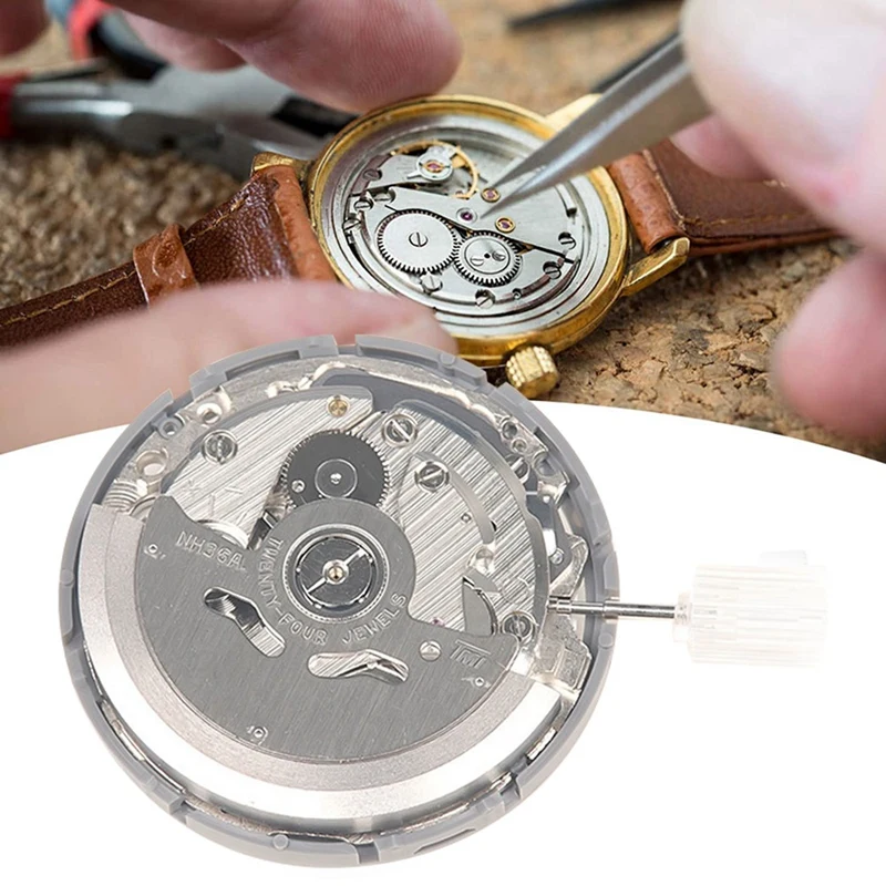 NH36/NH36A Movement +Steel Stem+Week Dial+Calendar Dial+Check Rod Kit High Accuracy Automatic Mechanical Watch Movement