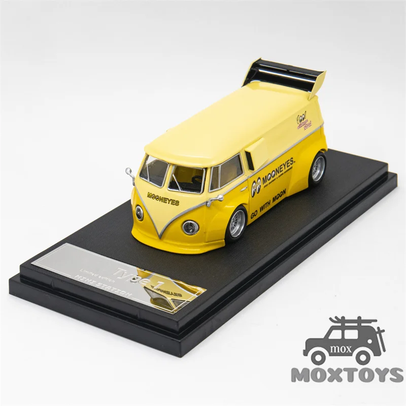 Mini Station 1:64 Mooneyes T1 Van & Targa w/Trailer Diecast Model Car